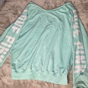 Blue open lounge neck crew